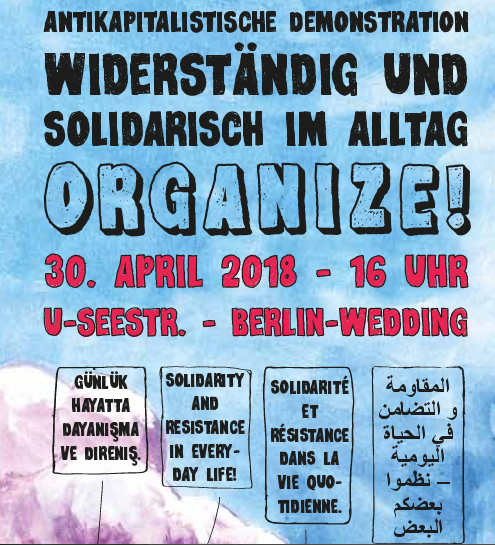 Antikapitalistische Demonstration und Aktionswoche: Widerständig und solidarisch im Alltag – Organize! | Demo am 30.4., 16 Uhr